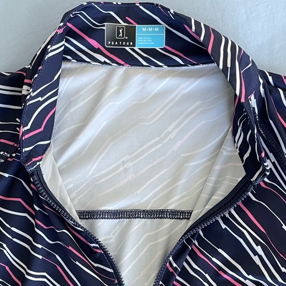 PGA TOUR Women’s Quarter Zip Top Size L Navy Blue Vented mesh sleeves - Picture 3 of 7